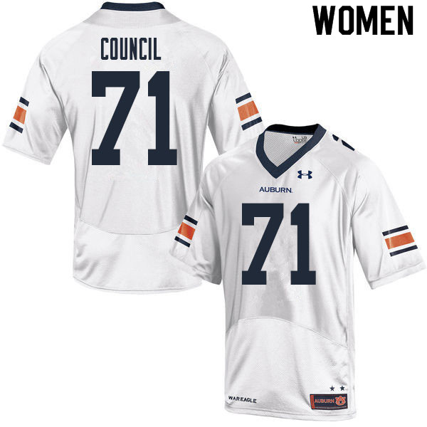 Women's Auburn Tigers #71 Brandon Council White 2020 College Stitched Football Jersey